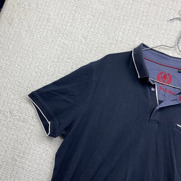 Au Noir Mens Polo 1X Cotton Dark Blue Collar Casual Stretch Golf Sports Read - Picture 3 of 16